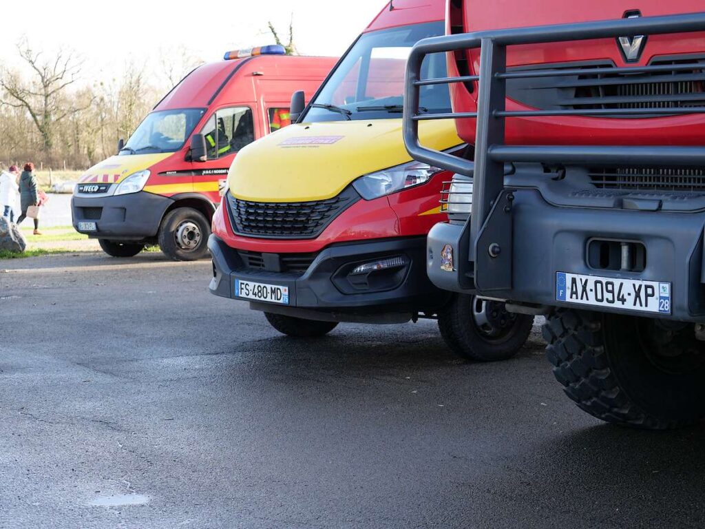 la sécurité civile d'eure-et-loir est sur place, avec ses hommes et son matériel d'intervention