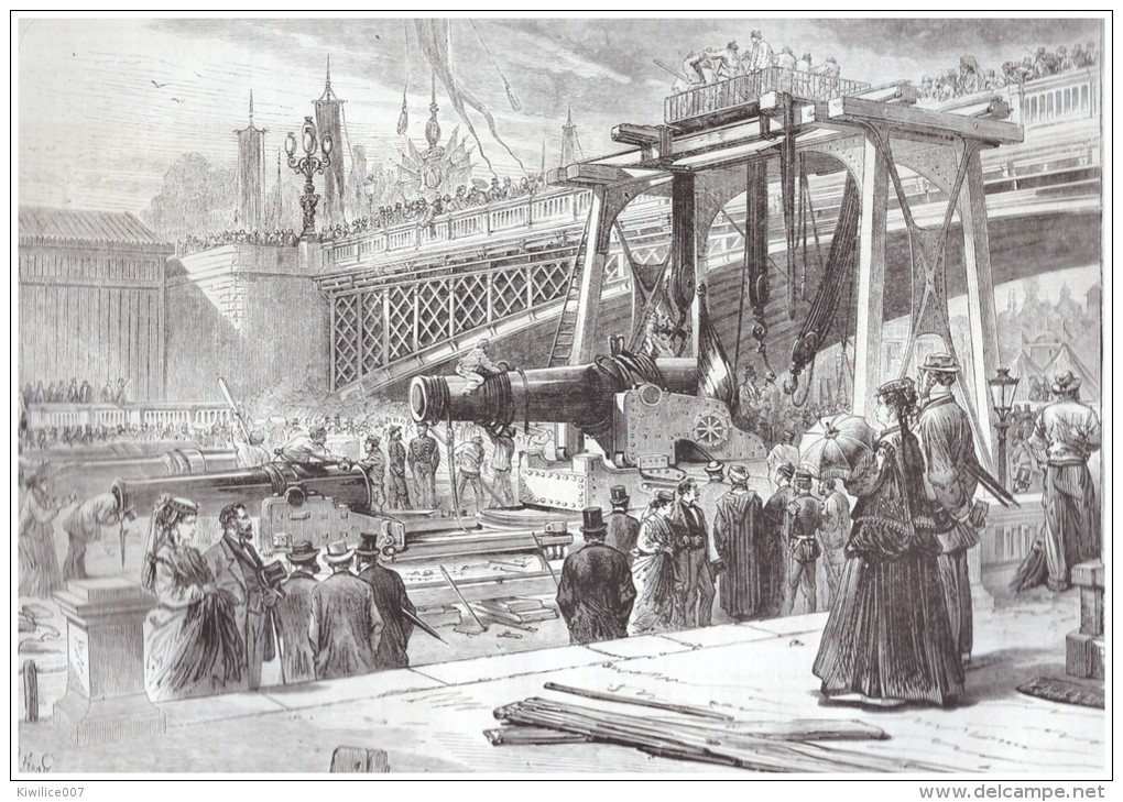 Image ancienne de l'exposition de 1865, représentant le pont qui sera déplacé à Langon