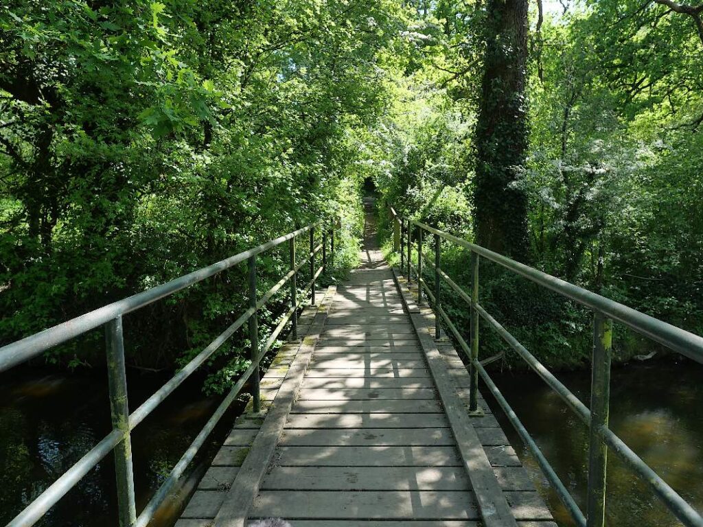 Une passerelle sur le Don, près du vieux moulin de Guémené-Penfao