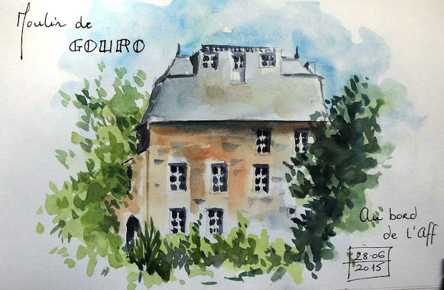 Le Moulin de gouro, aquarelle de Bonnie Britt