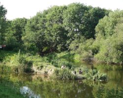 La Vilaine à l'écluse de Mâlon, pêcheurs.