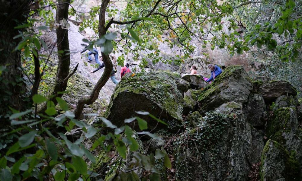 Escalade à l'étang du val, à Saint-Just