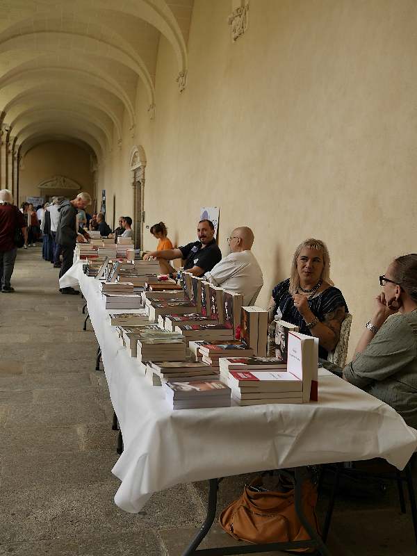 Le festival des littératures de l'imaginaire, les mystériales, dans le cloître de l'abbaye Saint-Sauveur, à Redon, en 2019