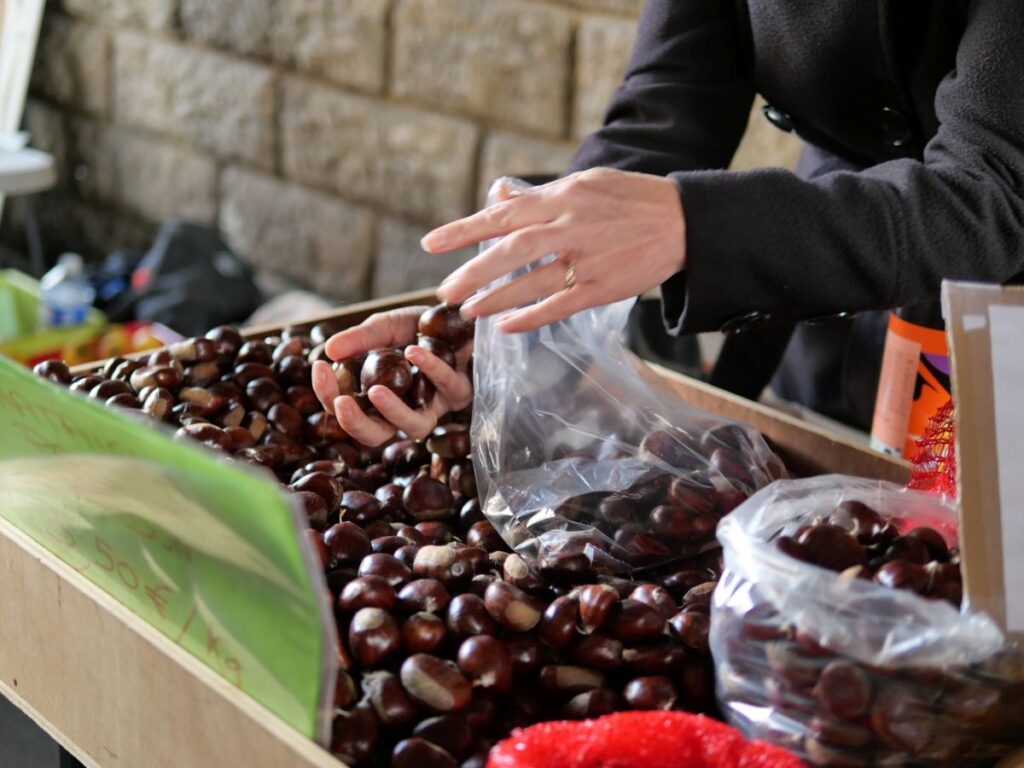 Vente de marrons pendant la Teillouse, à Redon